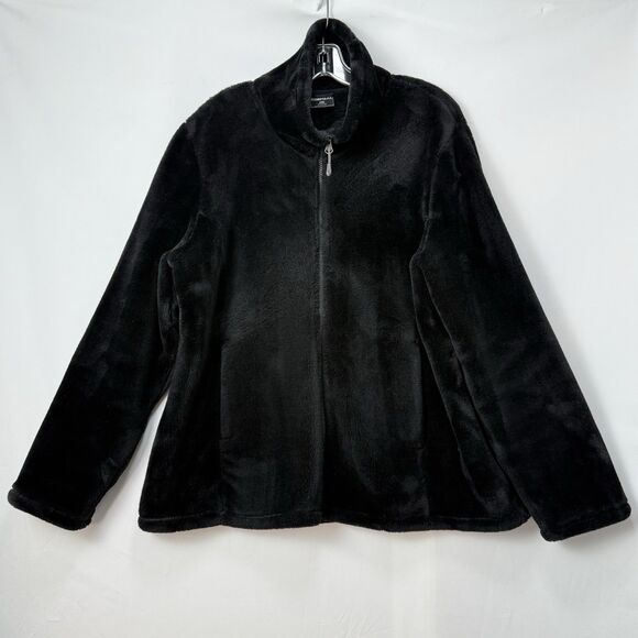 32 Degrees Heat Women's Plush Black Faux Fur Teddy Jacket Full Zip Size XXL - Picture 5 of 16